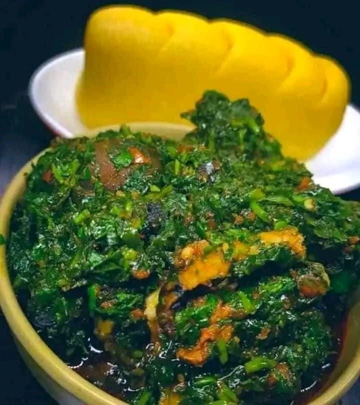 Vegetable Soup + Eba/Poundo/Semo